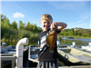 Brayden Emily (7) of Ramona, .50 pound Bluegill caught 6-4-22 using a worm at the Crappie Float .