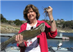 Anne Sebourn of Fallbrook, 5.75 pound Trout caught 2-15-07 on Rainbow Powerbait off Senior Shoreline