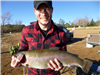 Brady Pesola of Carlsbad, 8.20 pound trout caught using chartruese powerbait on Senior Shoreline.
