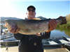 Brian McAvinue of Vista, 8.00 pound trout caught 12-14-22 using an inflated nightcrawler in Boat Doc