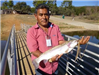 Felix Lopez of Escondido, 5.60 pound Trout caught 1-5-14 using nightcrawler on Senior Shoreline.