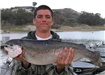 James Santana of Vista, 9.62 pound Rainbow Trout caught 3-07 on Fireballs in Willow Cove