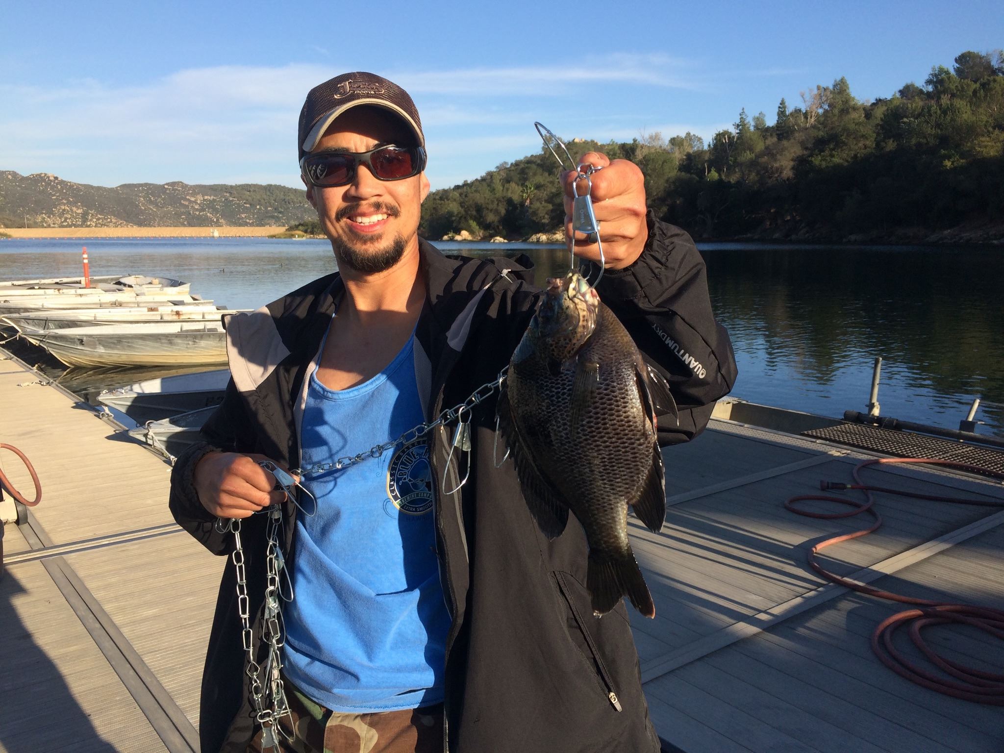 Zander Smith from Valley Center with an even 1 pound bluegill inside Catfish Cove on a worm