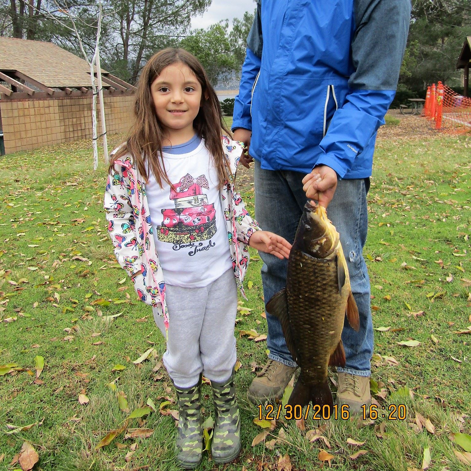 Olivia Medina (5 12 yrs. old) caught a 7.75 Pounds carp on 12-30-16 on Pier 1 with a nightcrawler