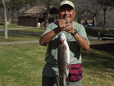 Victor Botello of Escondido, 7 Pounds Trout caught on Powerbait from Jack Creek Cove