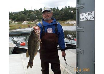 Rudy Mrentera, 10.93 pound Bass caught and released 4-13-03 using Burkley Power Worm at Boat Dock Co