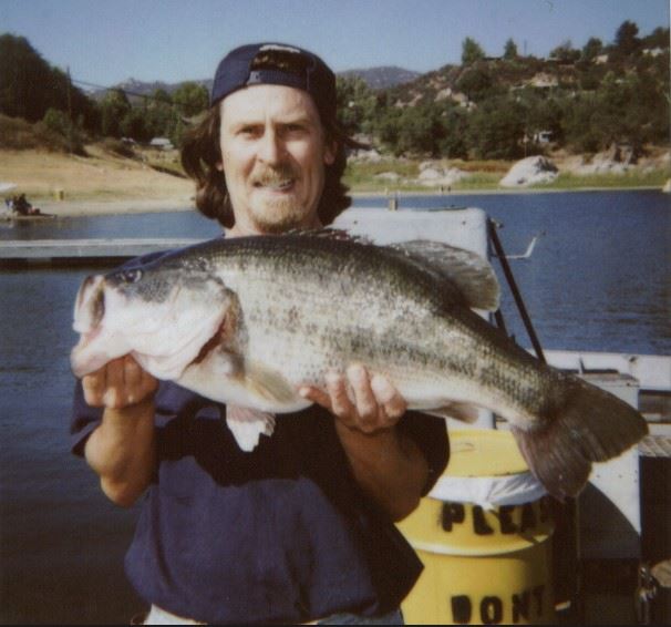 Sam Bush of Cardiff, 12 pound14oz. Bass caught and released 9-4-99 using a plastic worm at West Buoy