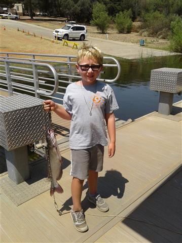 (7yo) Tyler Jenkins of Carlsbad, 3.65 pound catfish caught 8-24-16 using cut mackerel in Oakvale Cov