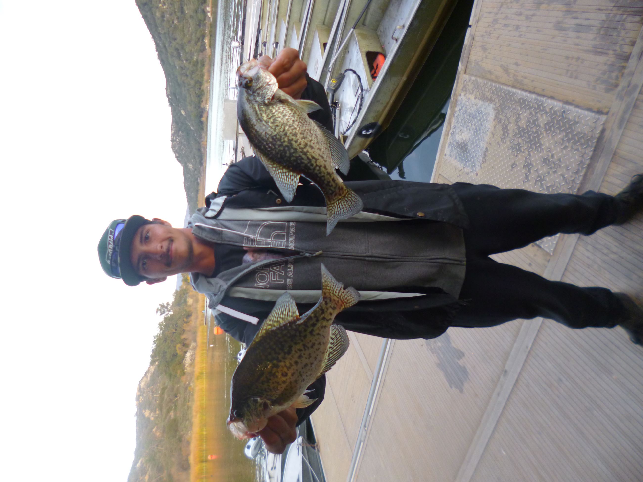 Tyler Ortiz of Oceanside, pair of 1.00 pound crappie caught 1-8-19 using combat jigs at West Buoy Li