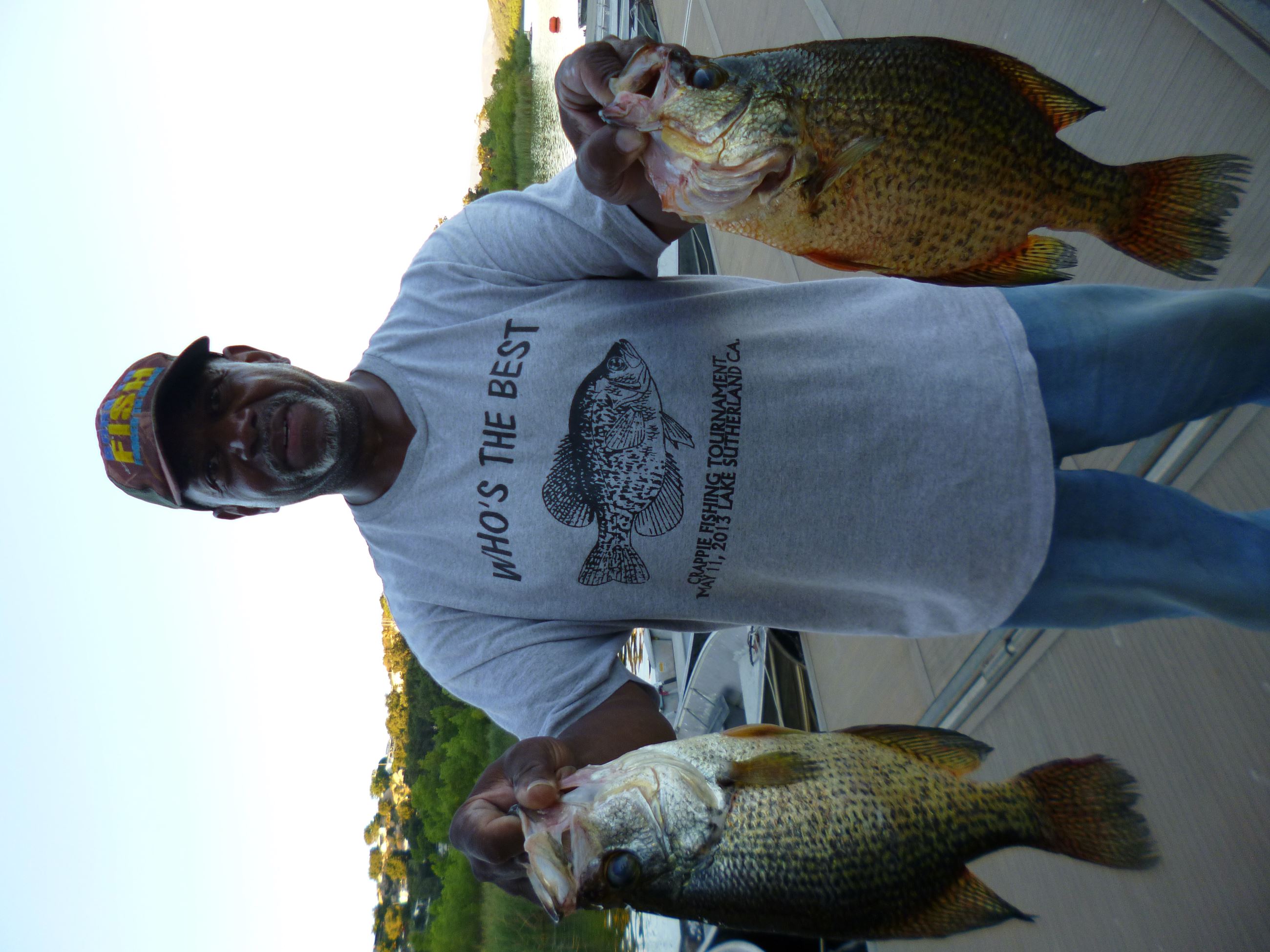 Wendell Jackson of Escondido, a pair of 1.60 pound crappie caught 8-13-19 using live golden shiners 