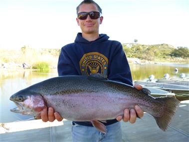Darien Hightower, 6.95 pound trout caught 2-17-13 using powerbait in Boat Dock Cove