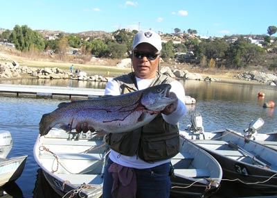 David Martinez of Oceanside, 8.68 pound Trout caught 1-18-07 on Chartreuse Power Worm with Rainbow P