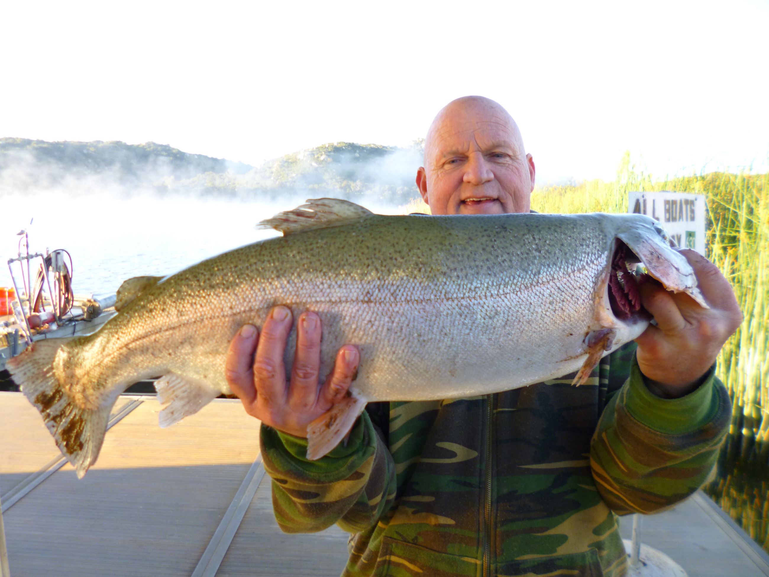 David Schauer of Lemon Grove, 9.10 pound trout caught 3-29-19 using an inflated nightcrawler on Seni